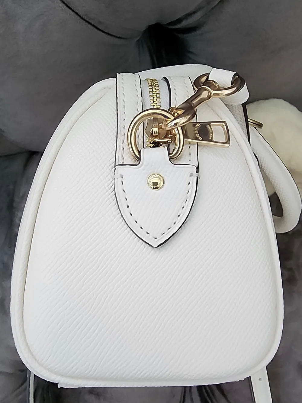 Coach Pebbled Leather Mini Boston Satchel in White - Picture 4 of 9